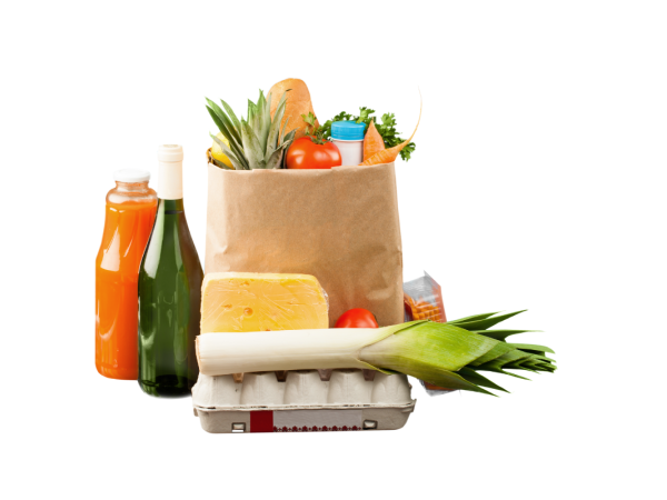 Various groceries against a white background Various groceries against a white background