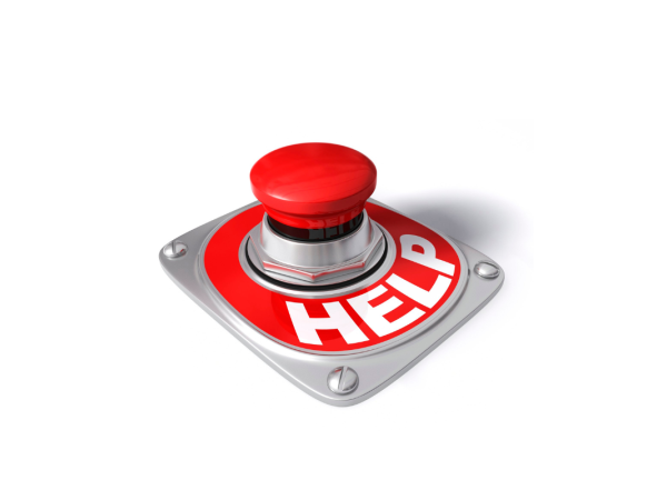 A red push button with the word 'HELP' on it A red push button with the word 'HELP' on it
