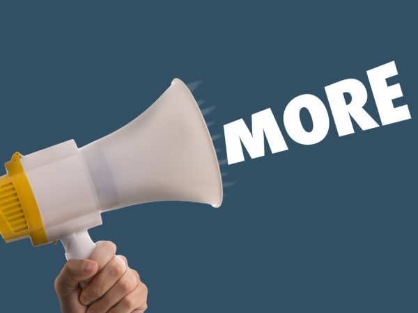 A megaphone with the words 'MORE INFO' coming out of the speaker