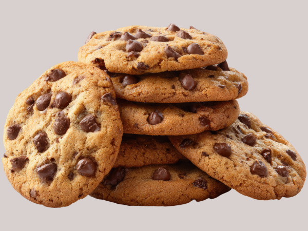 A pile of chocolate chip cookies
