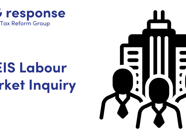 LITRG Response - BEIS Labour market Inquiry. Illustration of three men standing in front of a building.