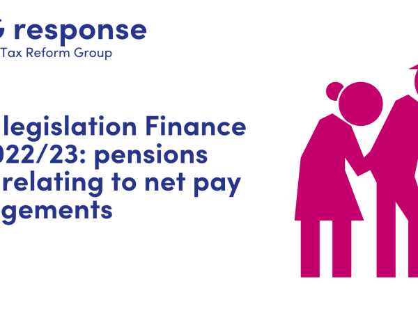 LITRG Response: Draft legislation Finance Bill 2022 / 23: Pensions relief relating to net pay arrangements. Illustration of two older people holding hands, with the man using a walking stick.