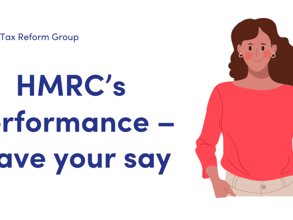 NEWS: HMRC's performance - have your say. image of a woman with her hand raised, ready to speak