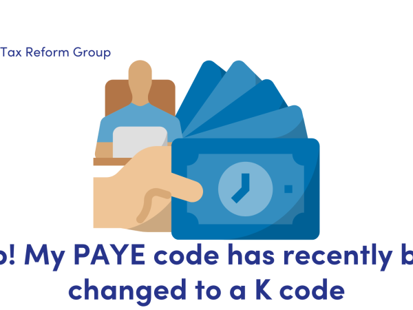 NEWS: Help! My PAYE code has recently been changed to a K code. image of a hand holding timecards with a man reading his payslip in the background.