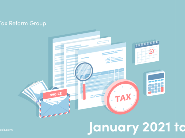 Illustration of tax documents, calculator and calendar