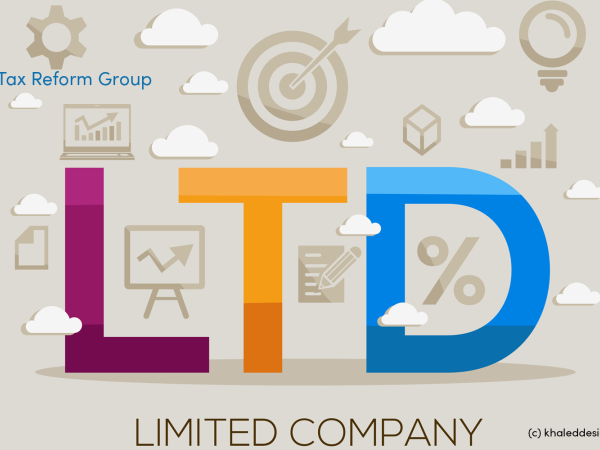 Illustration of the words limited company and business symbols