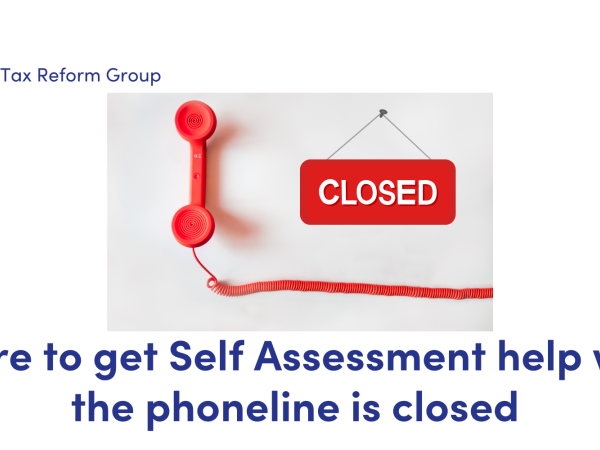 image of a telephone and a closed sign. Where to get Self Assessment help while the phoneline is closed