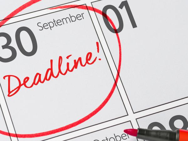 Image of a calendar with 30 September circled