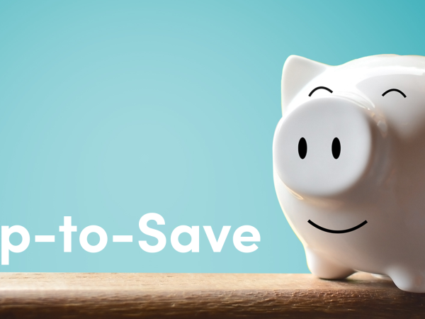 Image of a piggy bank and the words help to save