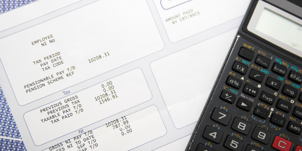 example of a payslip showing 'Tax code' section and a calculator example of a payslip showing 'Tax code' section and a calculator