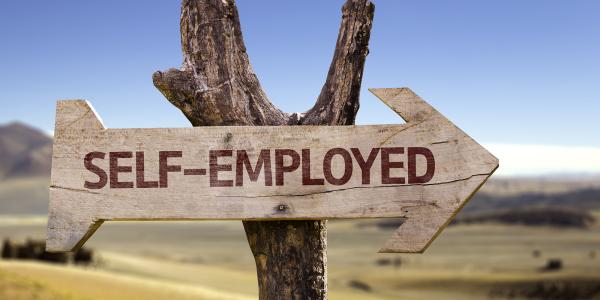 a wooden branch with a wooden arrow fixed to it, the wording on the arrow reads 'SELF-EMPLOYED' a wooden branch with a wooden arrow fixed to it, the wording on the arrow reads 'SELF-EMPLOYED'