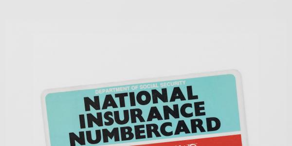 a national insurance numbercard against a white background. 