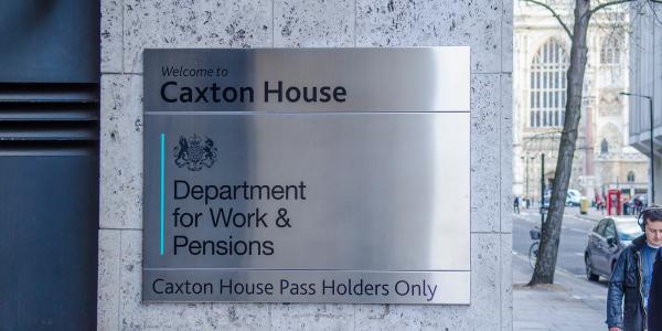 sign for the DWP building in the UK, the sign reads 'WELCOME TO CAXTON HOUSE DEPARTMENT FOR WORK & PENSIONS' sign for the DWP building in the UK, the sign reads 'WELCOME TO CAXTON HOUSE DEPARTMENT FOR WORK & PENSIONS'