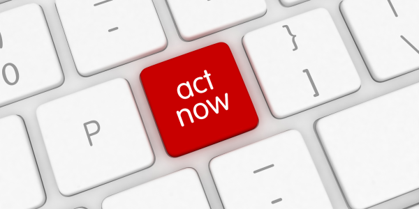 Keyboard with a red key that reads 'ACT NOW'. Keyboard with a red key that reads 'ACT NOW'.