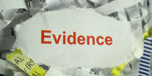 a bag of shredded paper, with a larger torn piece of paper containing the word 'EVIDENCE' in red text. a bag of shredded paper, with a larger torn piece of paper containing the word 'EVIDENCE' in red text.