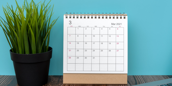 A calendar dated March 2021 A calendar dated March 2021