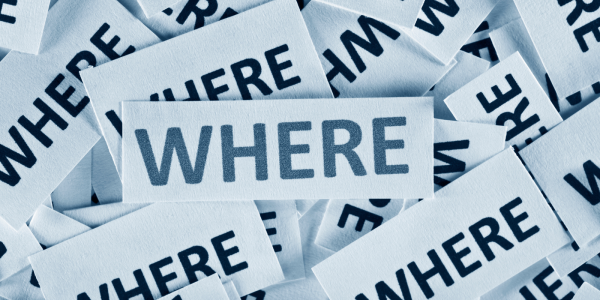 Newspaper cuttings of the word 'WHERE' 