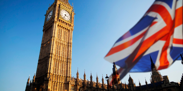 Government building with a British flag Government building with a British flag