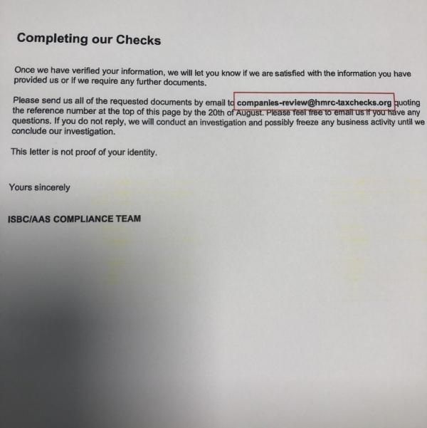 photograph of the letter with personal details blacked out photograph of the letter with personal details blacked out