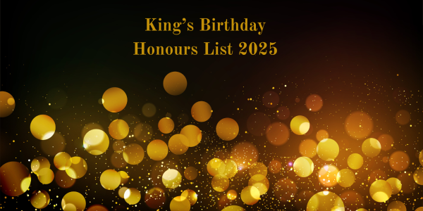 gold confetti and gold writing King's Birthday Honours List 2025 gold confetti and gold writing King's Birthday Honours List 2025