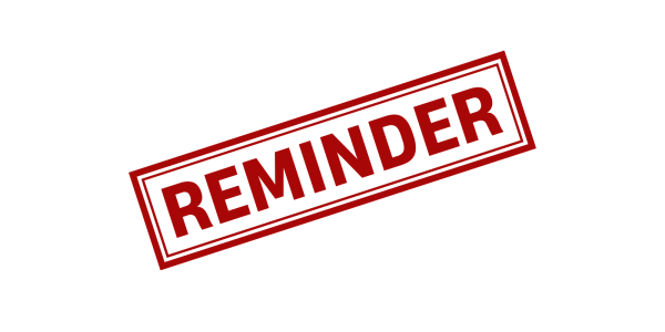 The word 'REMINDER' printed in red against a white background The word 'REMINDER' printed in red against a white background