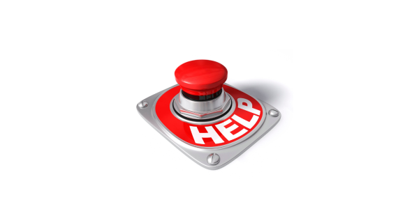 A red push button with the word 'HELP' on it A red push button with the word 'HELP' on it