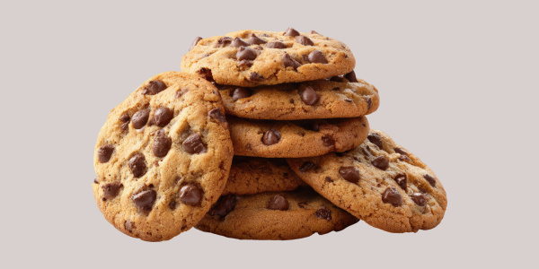 A pile of chocolate chip cookies