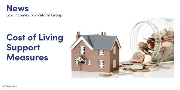 News - Cost of Living Support Measures. Illustration of a house and a jar with money spilling out of it.