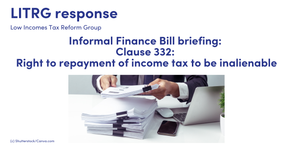 Informal Finance Bill briefing:  Clause 332:  Right to repayment of income tax to be inalienable. image of important paperwork