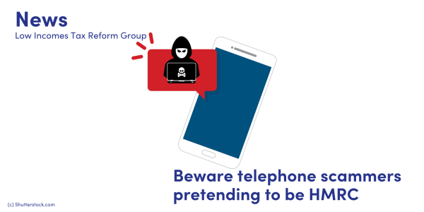 Illustration of a mobile phone with a scammer next to it