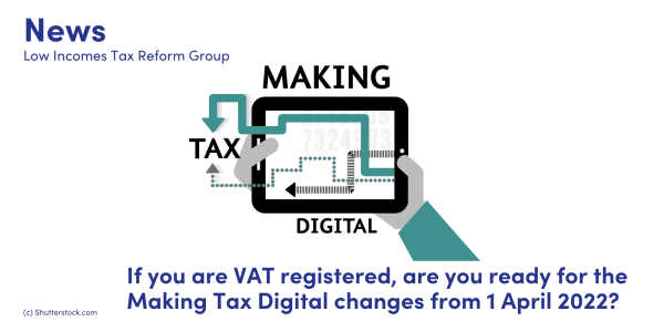 Illustration of a hand holding a tablet with the words Making Tax Digital
