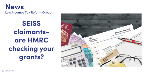 NEWS: SEISS claimants- are HMRC checking your grants? image of a letter from HMRC for self employment, pair of glasses, some money, a pen, calculator, british passport. 