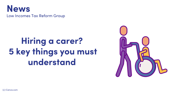 NEWS: hiring a carer? - 5 key things you must understand. image of a person in a wheelchair being pushed by their carer